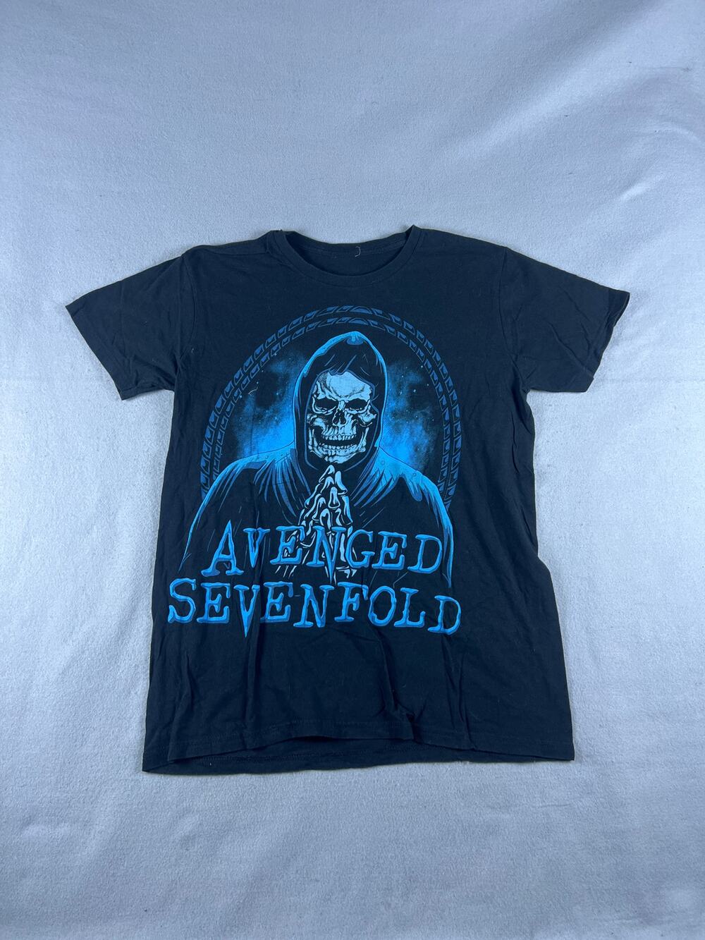 Avenged Sevenfold T-Shirt Mens M Black Blue Reaper Heavy Metal Rock Graphics Tee